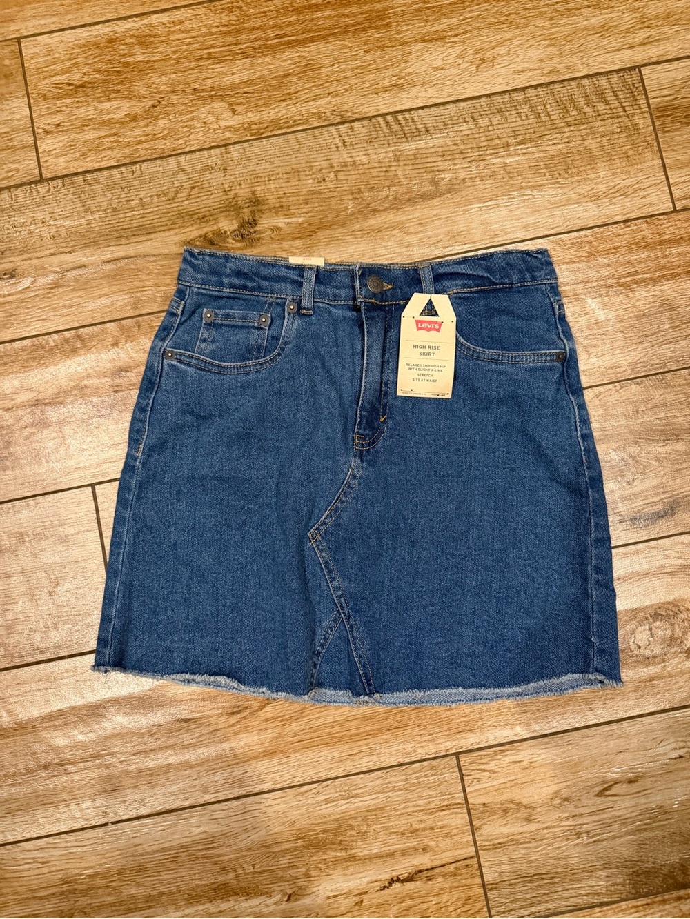 Girls Levi's Dark Blue Denim Skirt with Raw Hem